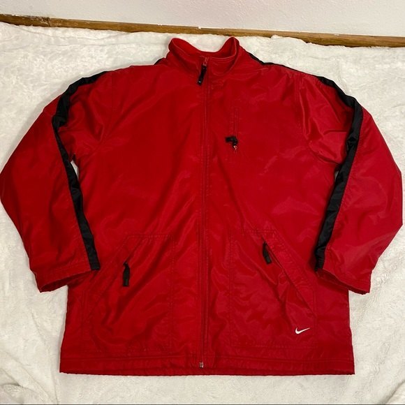 Nike Fleece-Lined Nylon Jacket Men’s Size XL Red Black - Picture 1 of 10